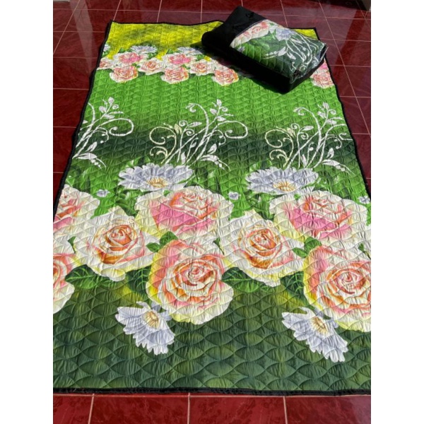 Tikar Quilting Bunga Hijau size M