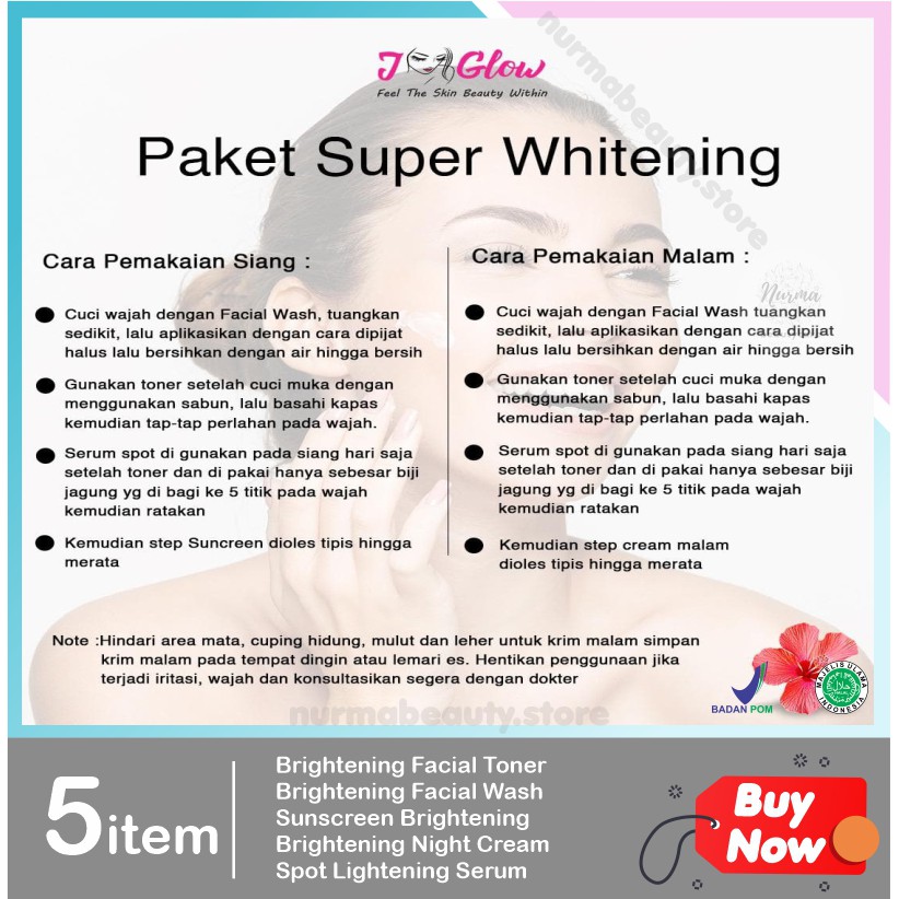 Jglow J glow Skincare Super Whitening Krim Perawatan Kecantikan Pemutih Kosmetik Wajah Glowing BPOM-5