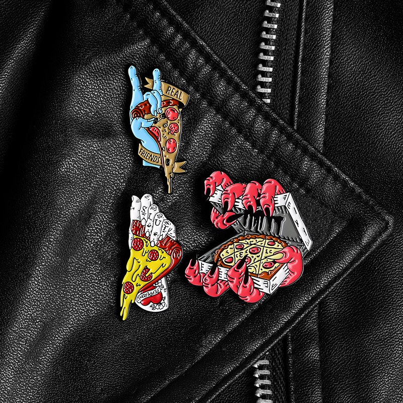 Bros Pin Enamel Desain Kartun Pizza Zombie Gaya Punk Untuk Anak