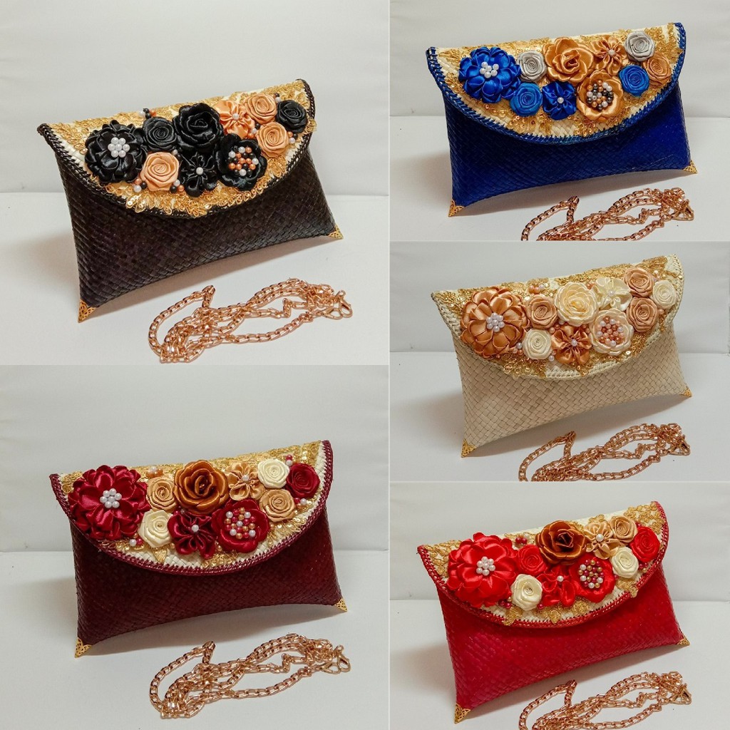 RJ CRAFT - Clutch Pesta Wanita Clutch Anyaman Pandan Clutch Hangout Clutch Murah Trendy