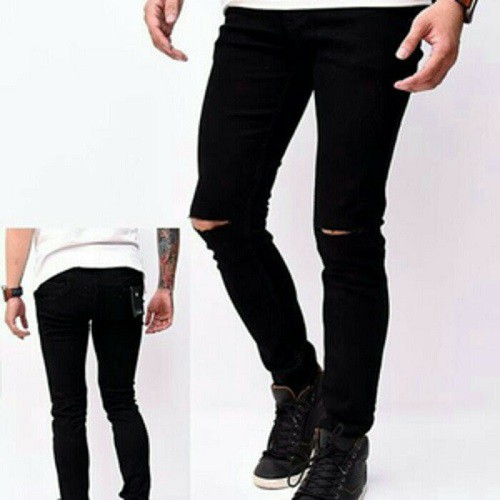  celana  pensil pria warna hitam  bahan softjeans melar 