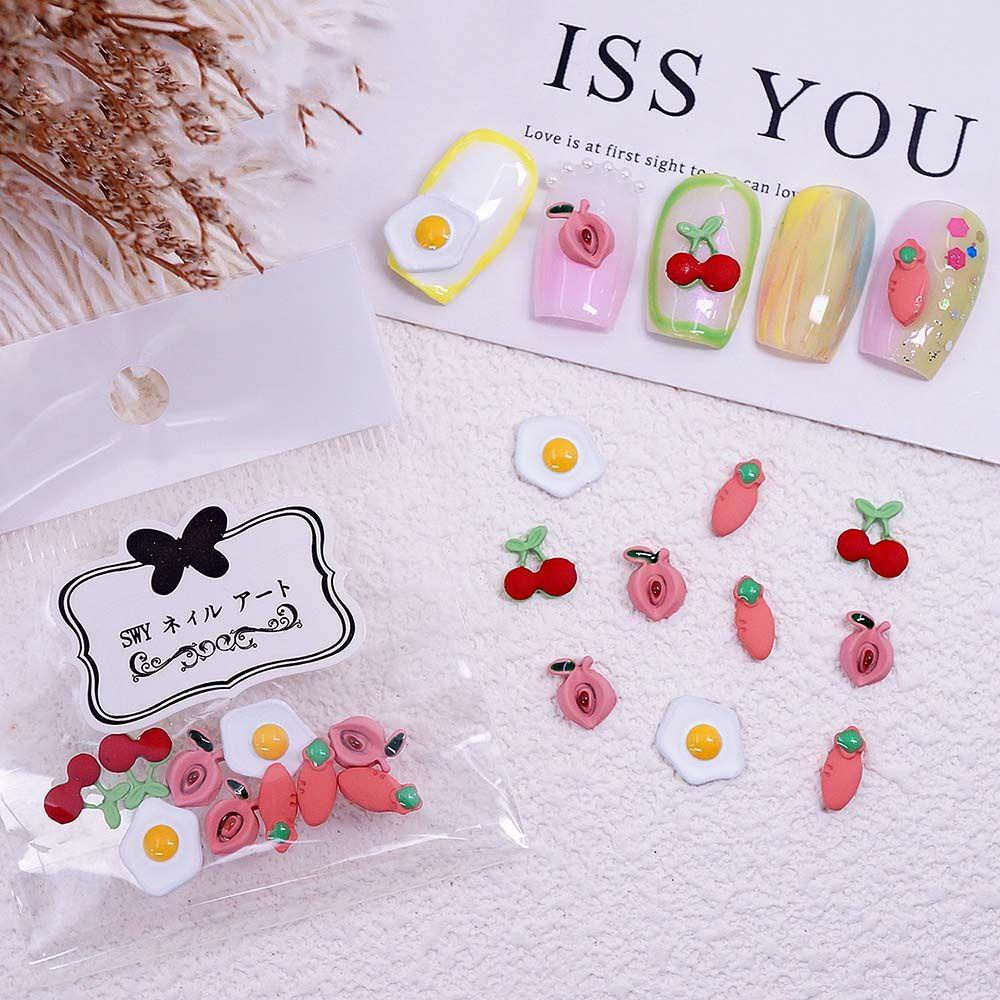 Agustinina Buah Nail Art Perhiasan Menyegarkan Musim Panas Kaktus Lucu Kartun Telur Rebus DIY Nail Art Alat