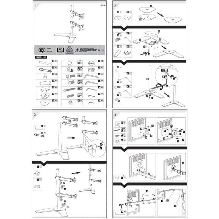 BRACKET STANDING ZL-1123 TAPAK MEJA DESK DUA ARM MONITOR FLAT 13-27 in