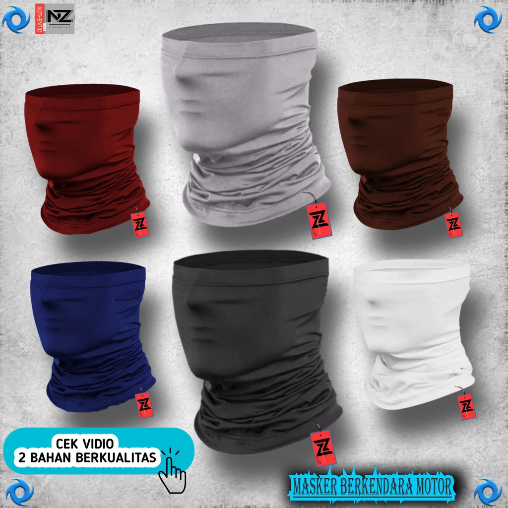 Masker Buff Polos Original NZ Pengendara Motor 2 Bahan Berkualitas