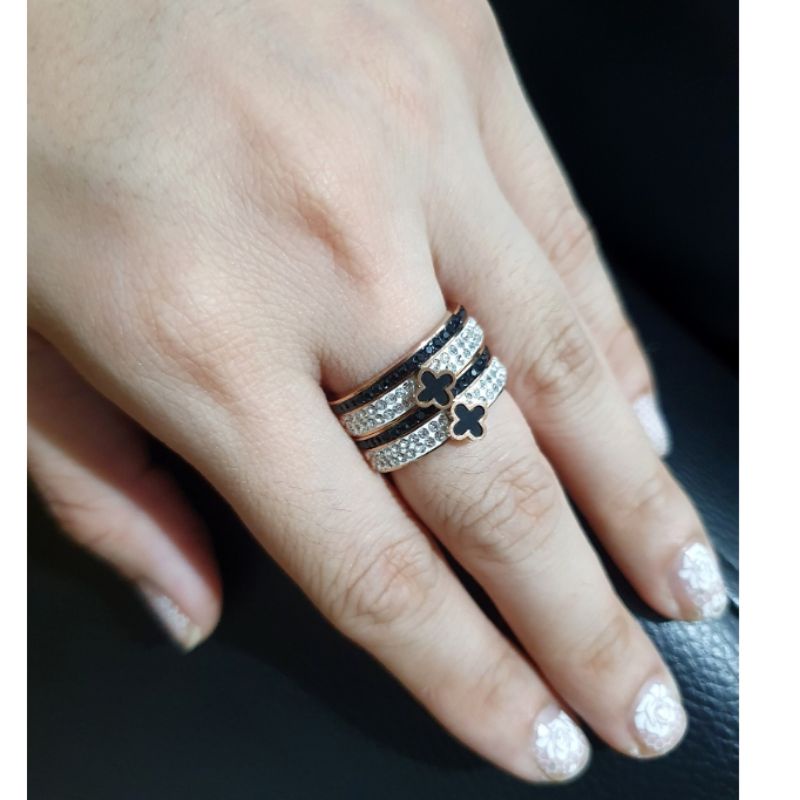 Cincin Titanium Asli Rosegold Mata Kilau Premium Quality Anti karat anti alergi Ring Stainless steel 7919