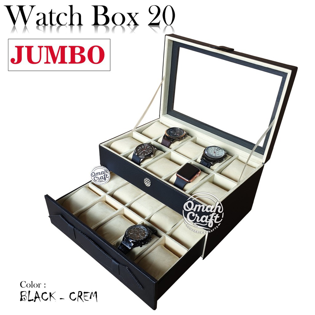 PROMO - Kotak Jam Tangan JUMBO isi 20 / Box Jam Tangan / Tempat Jam Arloji / Watch Box Organizer