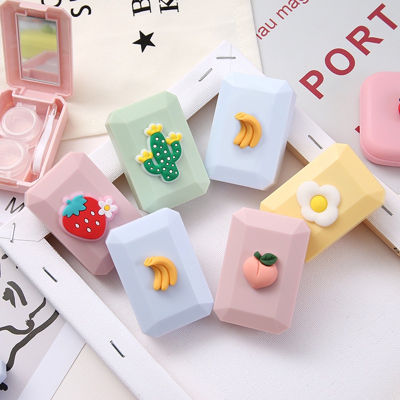 OVERFLOWS.ID TEMPAT SOFTLENS WARNA MACARON KARAKTER KARTUN WADAH SOFTLENS / SOFTLENS CASE / KOTAK SOFTLENS (ADA CERMIN DIKOTAK)