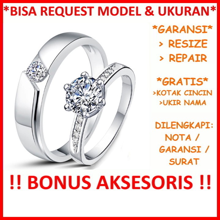 Bisa Pesan Model Gratis Ukir Nama Garansi Silver Asli Cincin Kawin Couple Perak Tunangan Nikah Id231