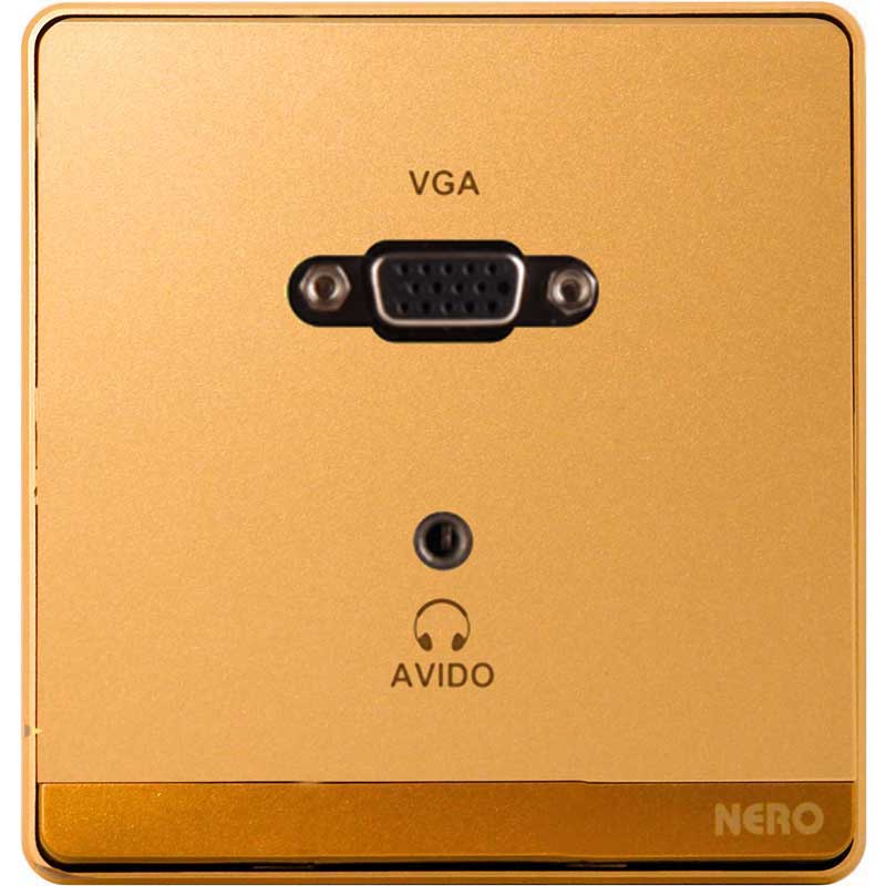 DECORA Q780-Gold 2 Gang VGA + 3.5mm Mini Audio Socket NERO