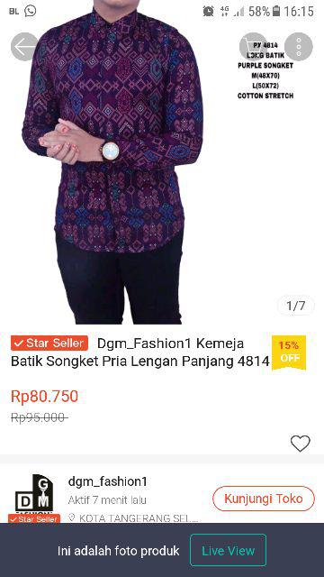 Dgm Fashion   Kemeja Batik Songket Pria Lengan Panjang 4814