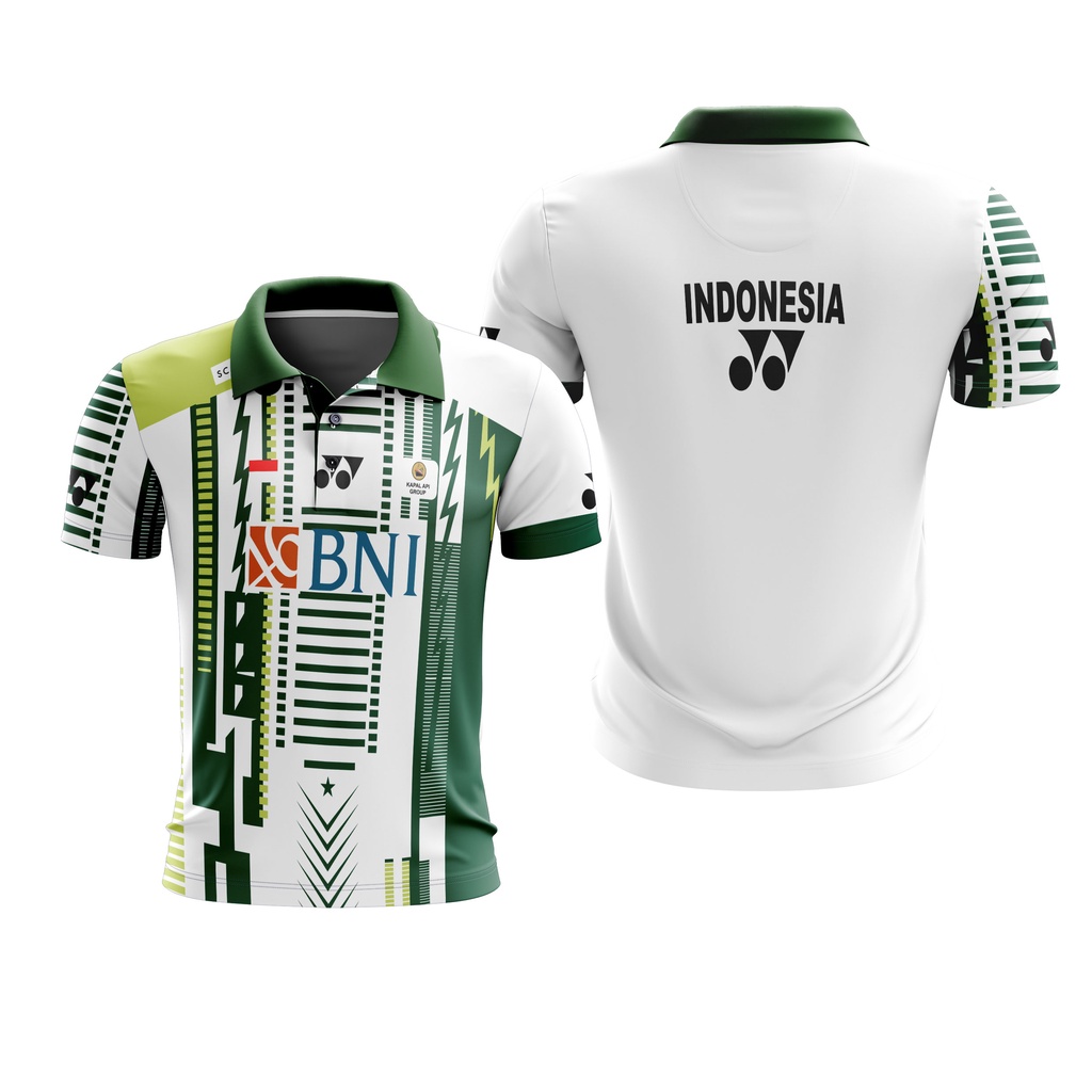 Baju Kaos Tshirt Jersey Bulutangkis Badminton Indonesia 2022 All England 02 Polo Free Custom Name + 