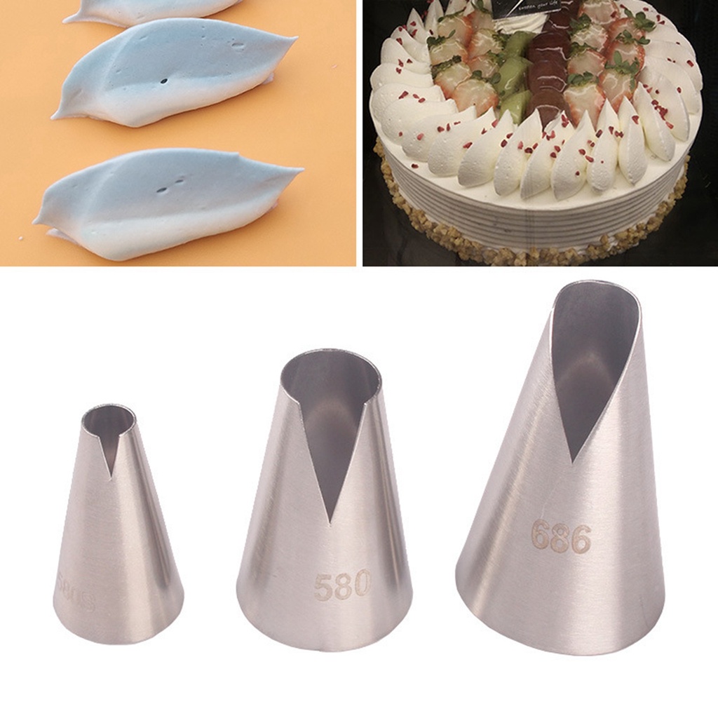 1 / 3pcs Nozzle Icing Piping Bahan Stainless Steel Desain Santa Anna Untuk Dekorasi Kue