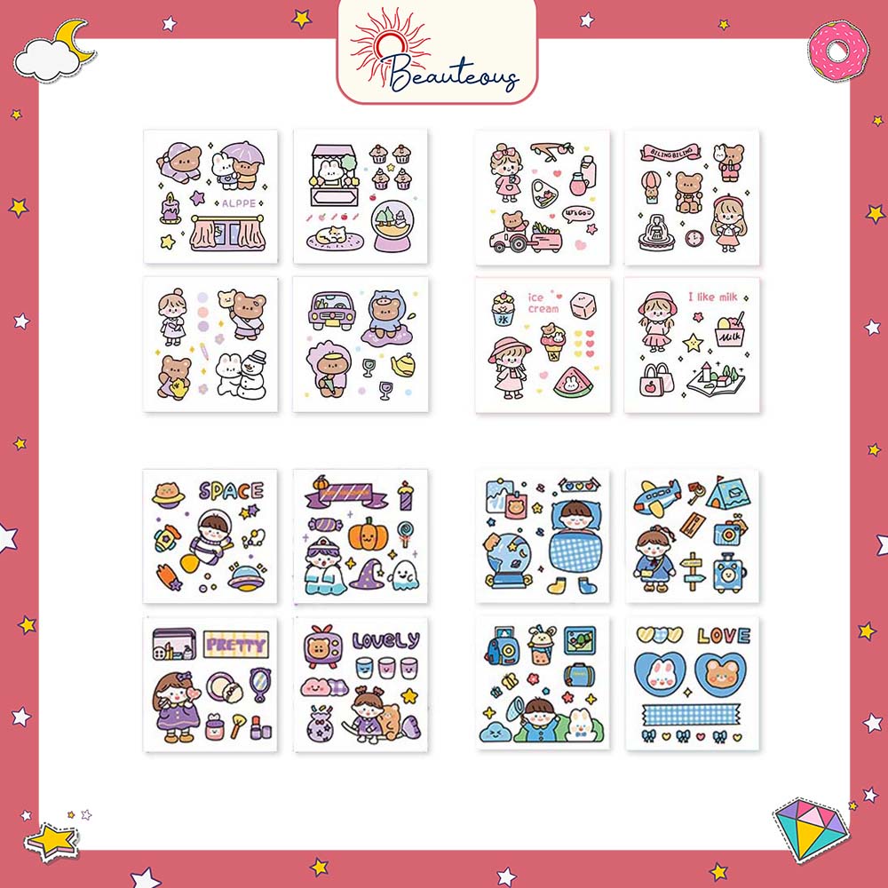 Stiker DIY Lucu Cute Aesthetic Sticker Tumblr Hiasan BukuScrapbook Diary