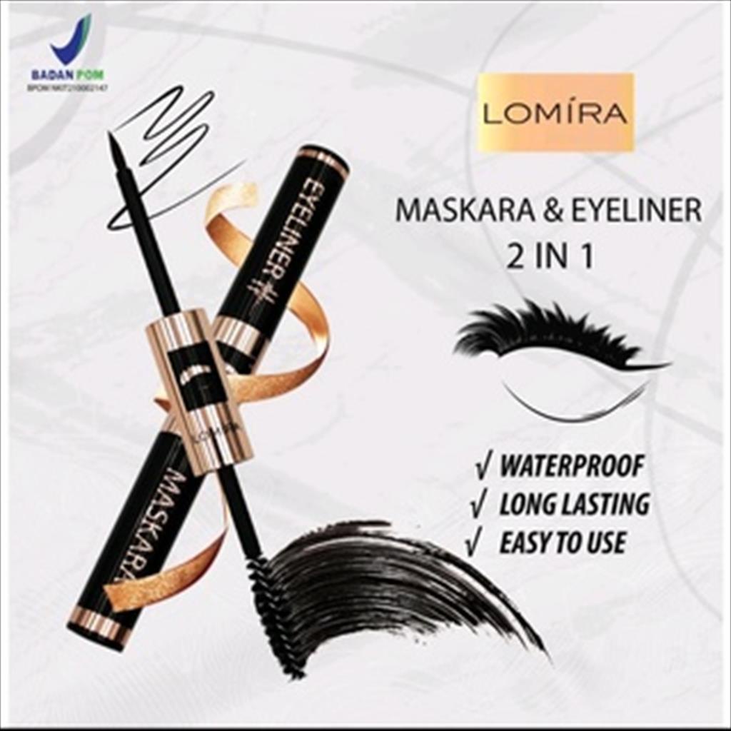 MASKARA + EYELINER 2in1 LOMIRA - BPOM - LOMIRA MASKARA &amp; EYELINER 2 in 1