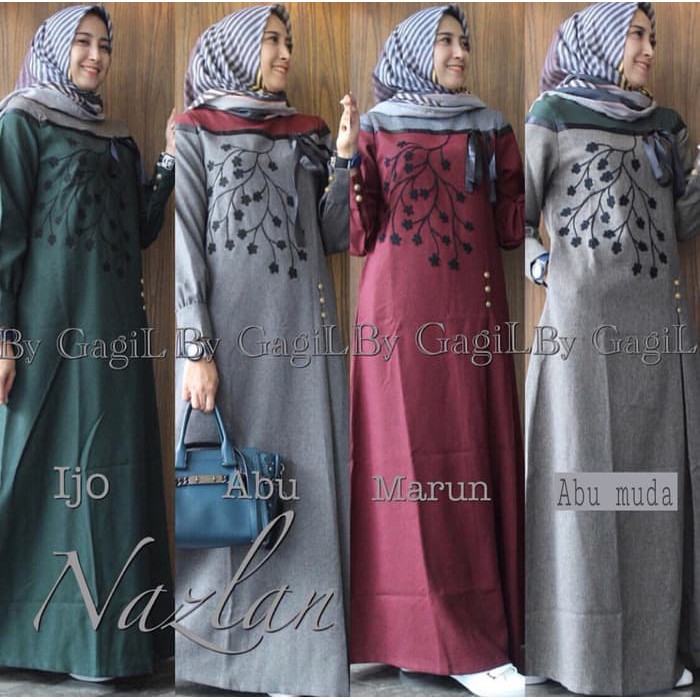 TRENDY Pakaian wanita muslim syari setelan ramadhan lebaran motif bunga / Jual Dress murah / Gamis g