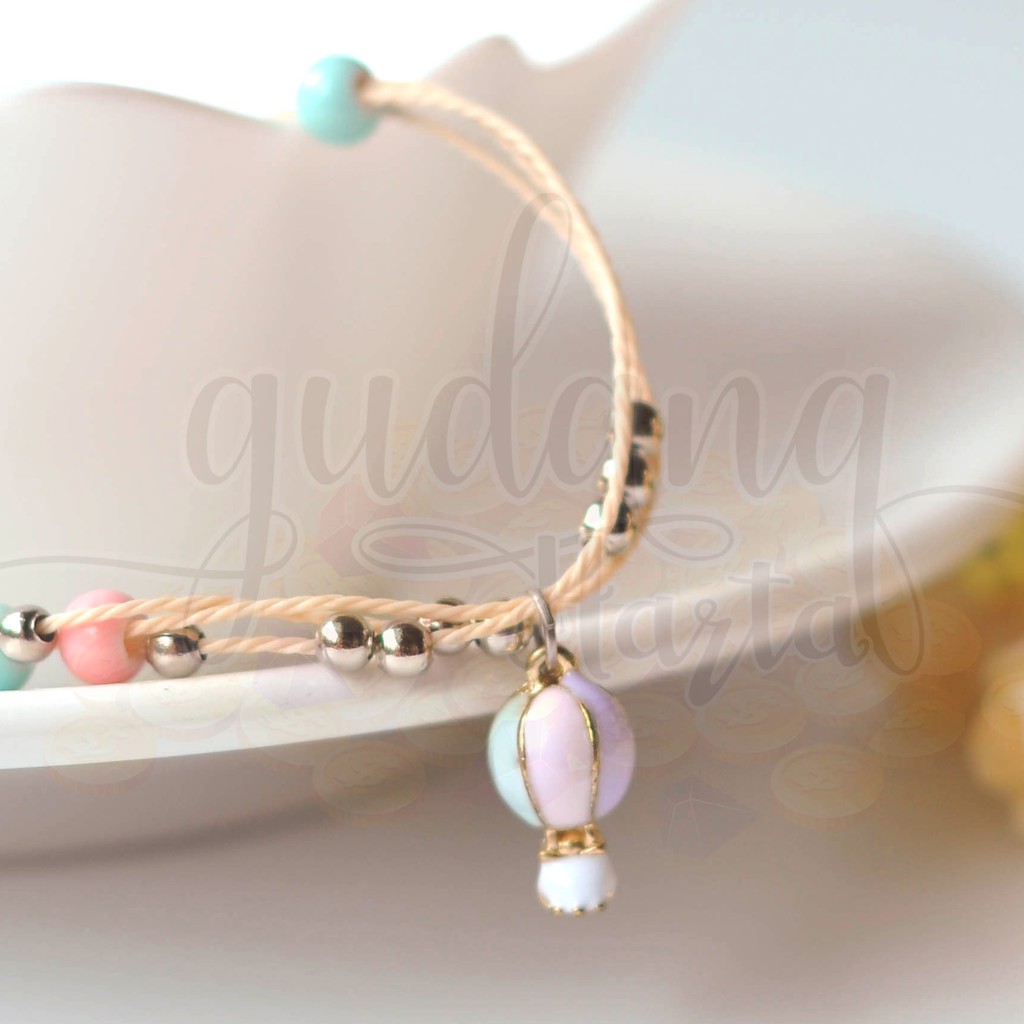 Gelang Tali Eiffel Tower Balloon Umbrella Pastel Cute GH 205161