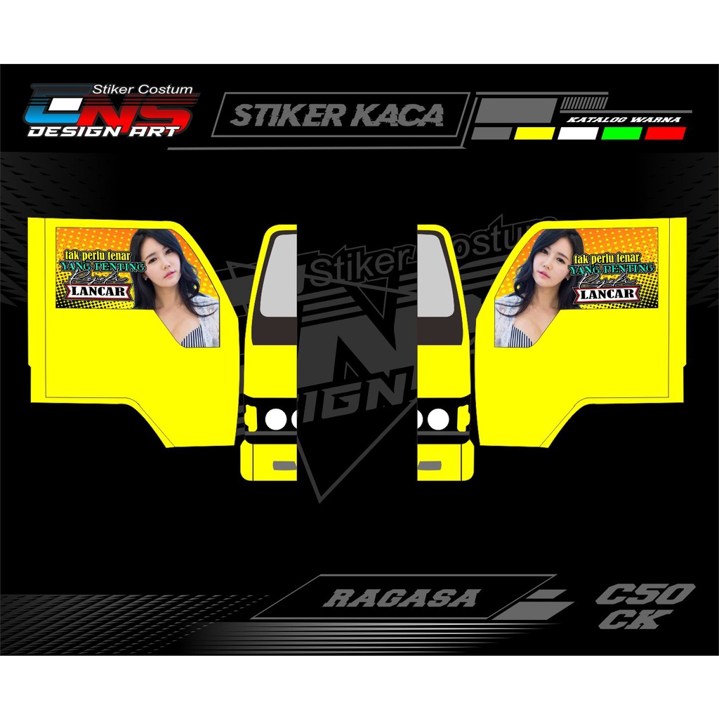 Stiker Sticker Kaca Samping Truk Ragasa kanan kiri Stiker Blok Kaca Samping Truk Canter Kanan kiri S