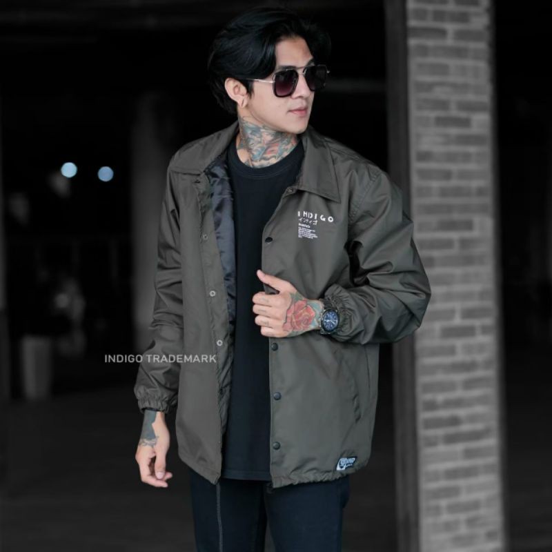 JAKET WINDBREAKER INDIGO KING OF CLOTH - COACH PARASIT JAPAN SIMPLE PRIA WANITA CASUAL SPORTY RIDING - JAKET PARASUT VINTAGE POLOS HIJAU ARMY MAROON HITAM - OUTFIT SIMPEL ELEGAN OUTDOOR-4
