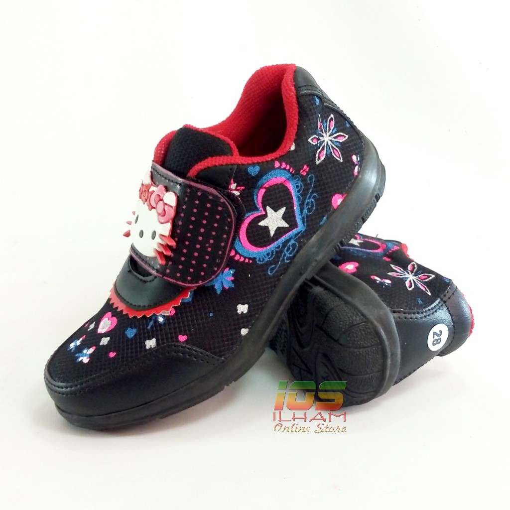 Clare CL02 Sepatu Sneaker Anak TK Love Size 26-35 Hitam Merah