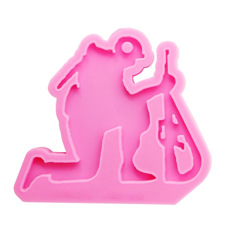 SIY  DIY Keychain Epoxy Resin Mold Glossy Fallen Soldier Shape Keyring Silicone Mould