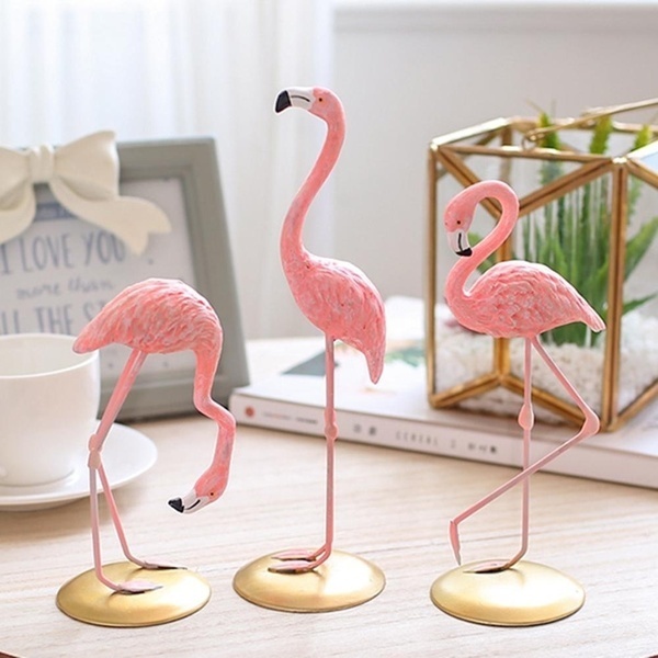 Nordic Style Flamingo Figurine Home Decoration / Elegant Pink Flamingo Resin Ornament For Tabletop desktop Artificial Wedding Home Decor / Romantic Fairy Garden Livingroom Office Wedding Party Ornament Home Decor