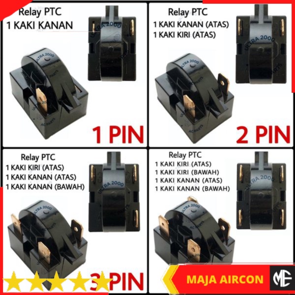 PTC RELAY KULKAS - RELAY PTC KULKAS 1 PIN 1 KAKI 2 PIN 2 KAKI 3 PIN 3 KAKI 4 PIN 4 KAKI Murah