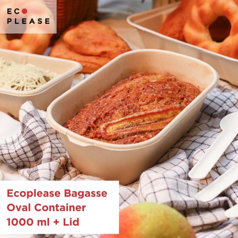 

50 Pcs 1000 ML Healthy Food Box Cake Box Premium Ecoplease Bagasse One Compartment