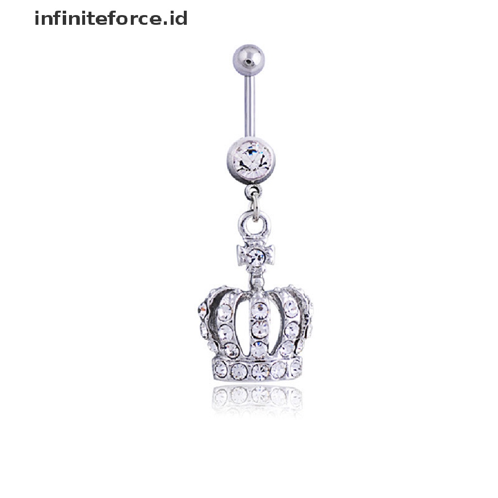 Infiniteforce.id Cincin Tindik Pusar Desain Mahkota Hias Berlian Imitasi Untuk Wanita