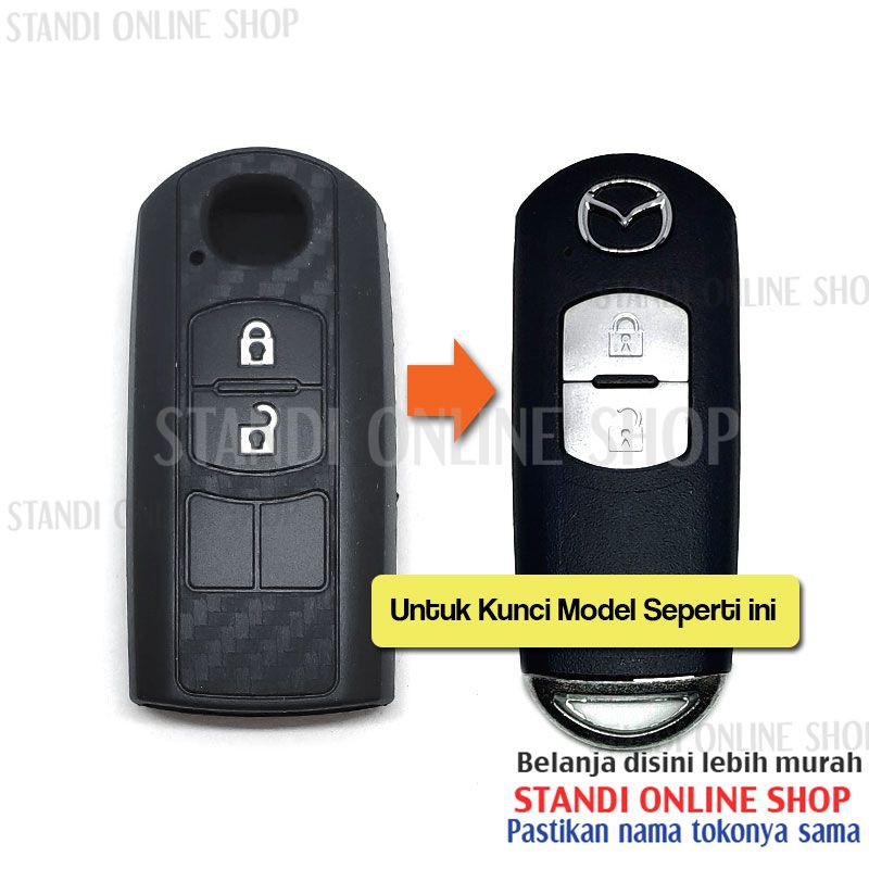 Kondom Kunci Silikon Carbon Remote Smartkey Mazda 2 Skyactive CX-5 CX-3 CX3 CX5