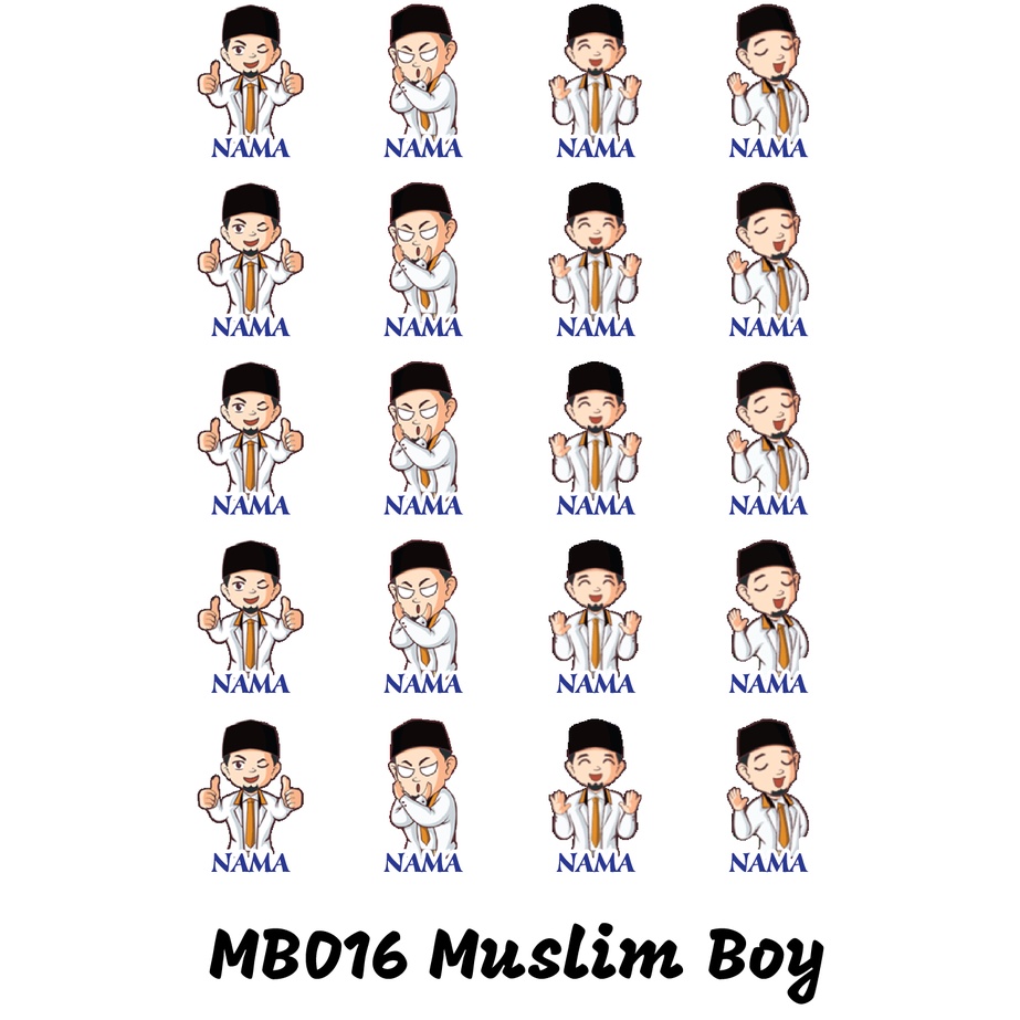 

Sticker Nama Cutting Label Waterproof Tahan Air Muslim Boy 16 (MB016)
