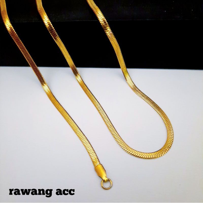 kalung titanium gold pipih anti karat selamanya