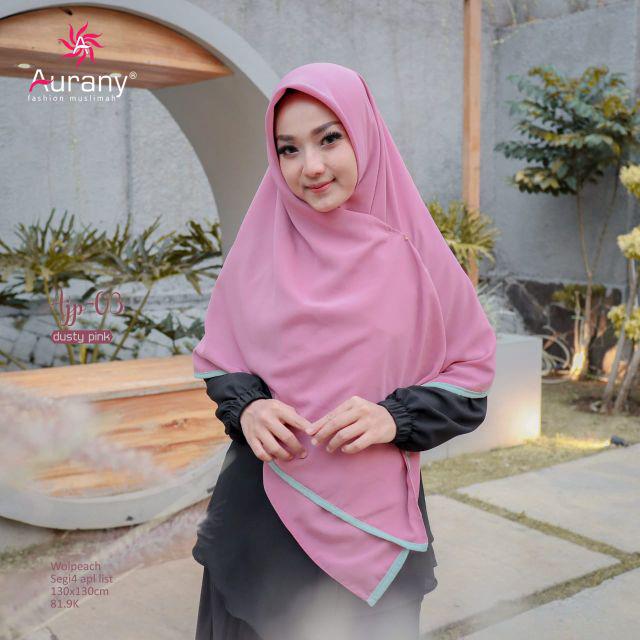 HIJAB SEGIEMPAT SYARI AJP 03 • AURANY  • 130 X 130 APL LIST-DUSTY PINK