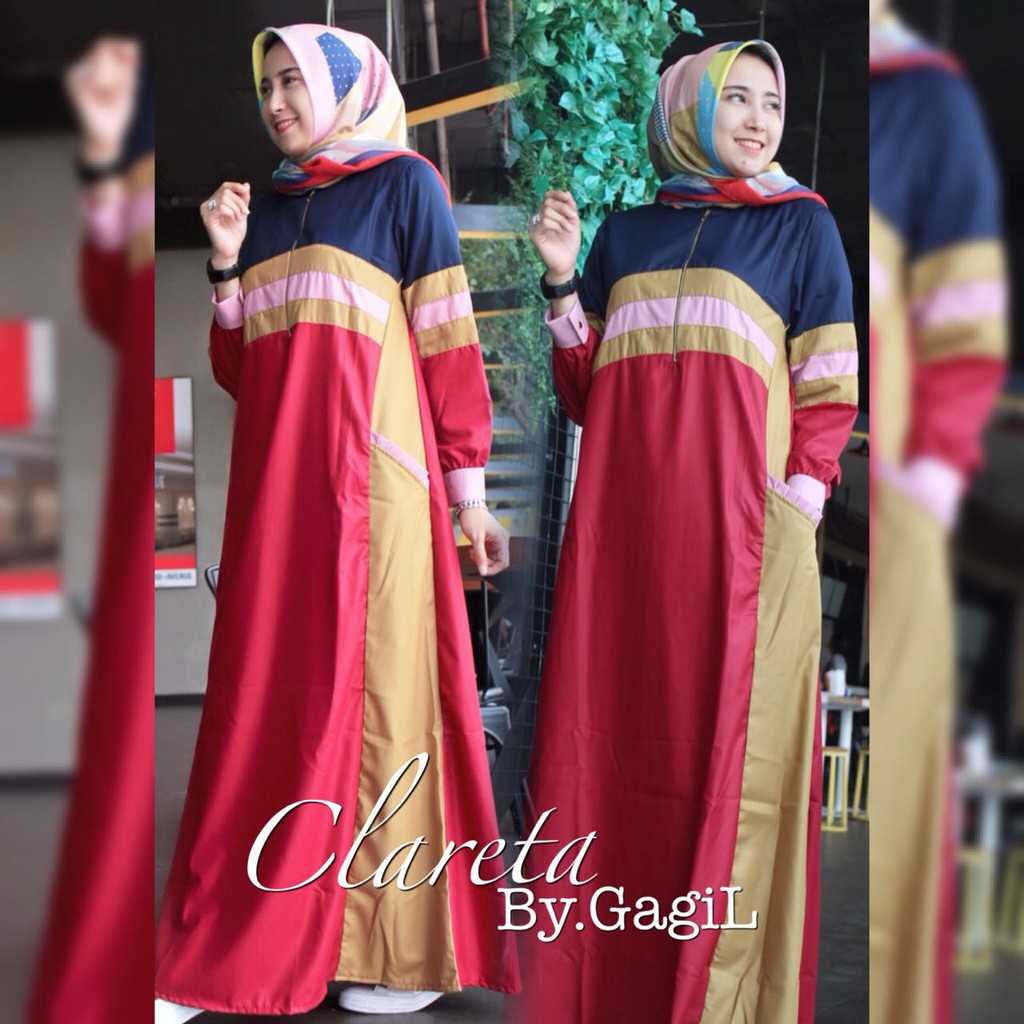 GAMIS MODERN ORIGINAL CLARETA DRESS BY GAGIL (MERAH)