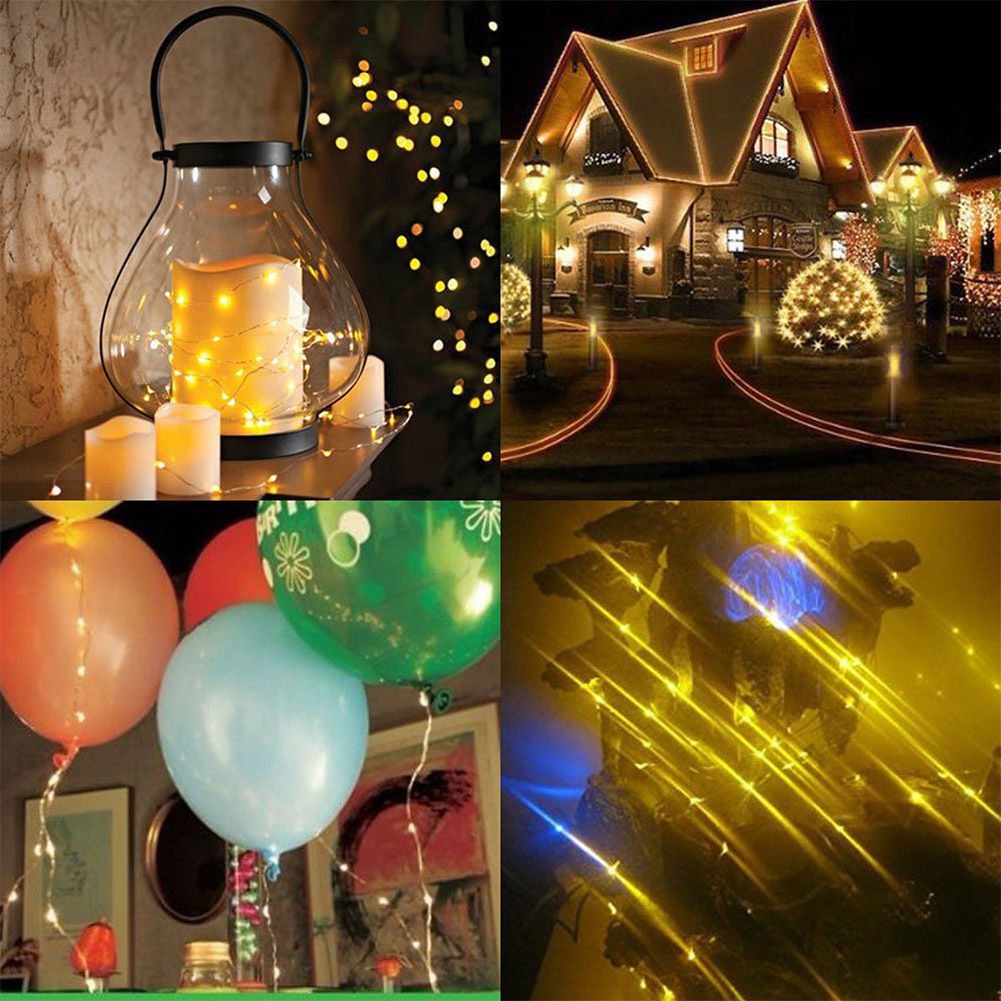 Lampu String 100 Led 10m Kawat Tembaga Tenaga Baterai