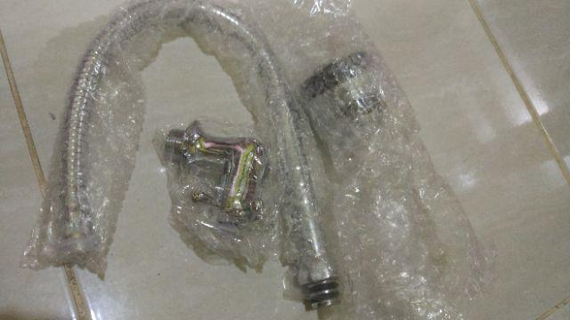 Kran Air Dapur Wastafel Restoran Leher Angsa Fleksibel Merek Cab Kepala Hitam 2 Tipe Semprot