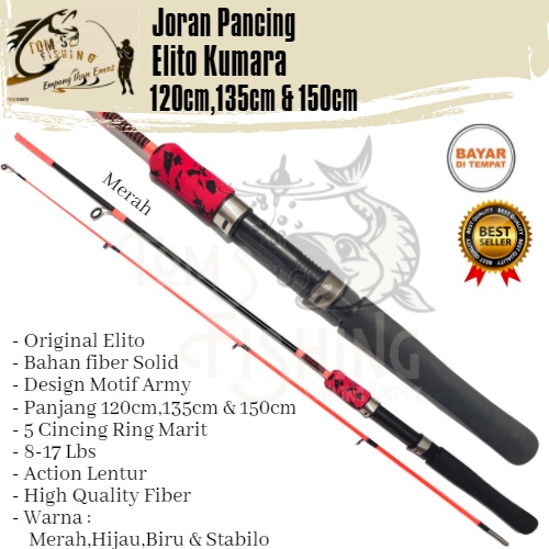 Joran Pancing Elito Kumara 120cm,135cm &amp; 150cm (Fiber Solid) Design Army Murah - Toms Fishing