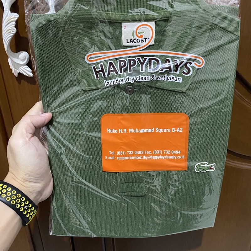 [Preloved] Polo Shirt Lacoste Original Laki Pria Slim Fit Hijau Tua