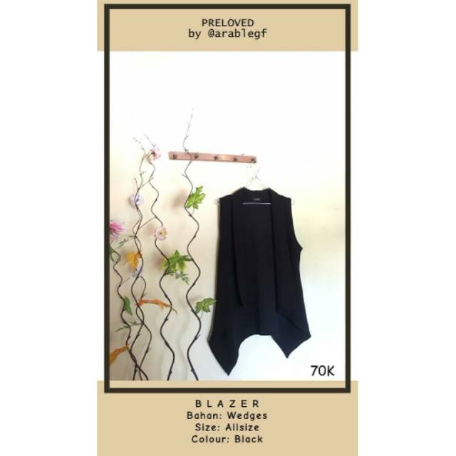 BLAZER WANITA ROMPI HITAM POLOS [TANPA LENGAN]