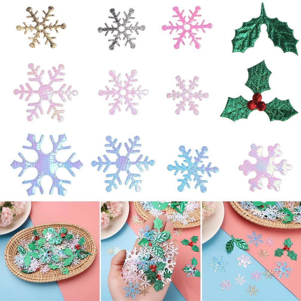 R-bunga100/200/300pcs Natal Confetti Glitter Aksesori Dekorasi Rumah Perlengkapan Pesta Ulang Tahun Xmas Snowflake