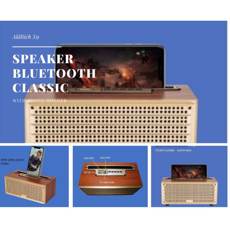 Speaker Bluetooth AldRich X9 Classic/Klasik Murah Mewah Original Asli