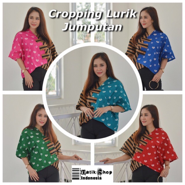 Crop Top Blouse Lurik Jumputan Batik Cropping Wanita Atasan Cewek Modern warna Motif Exclusive