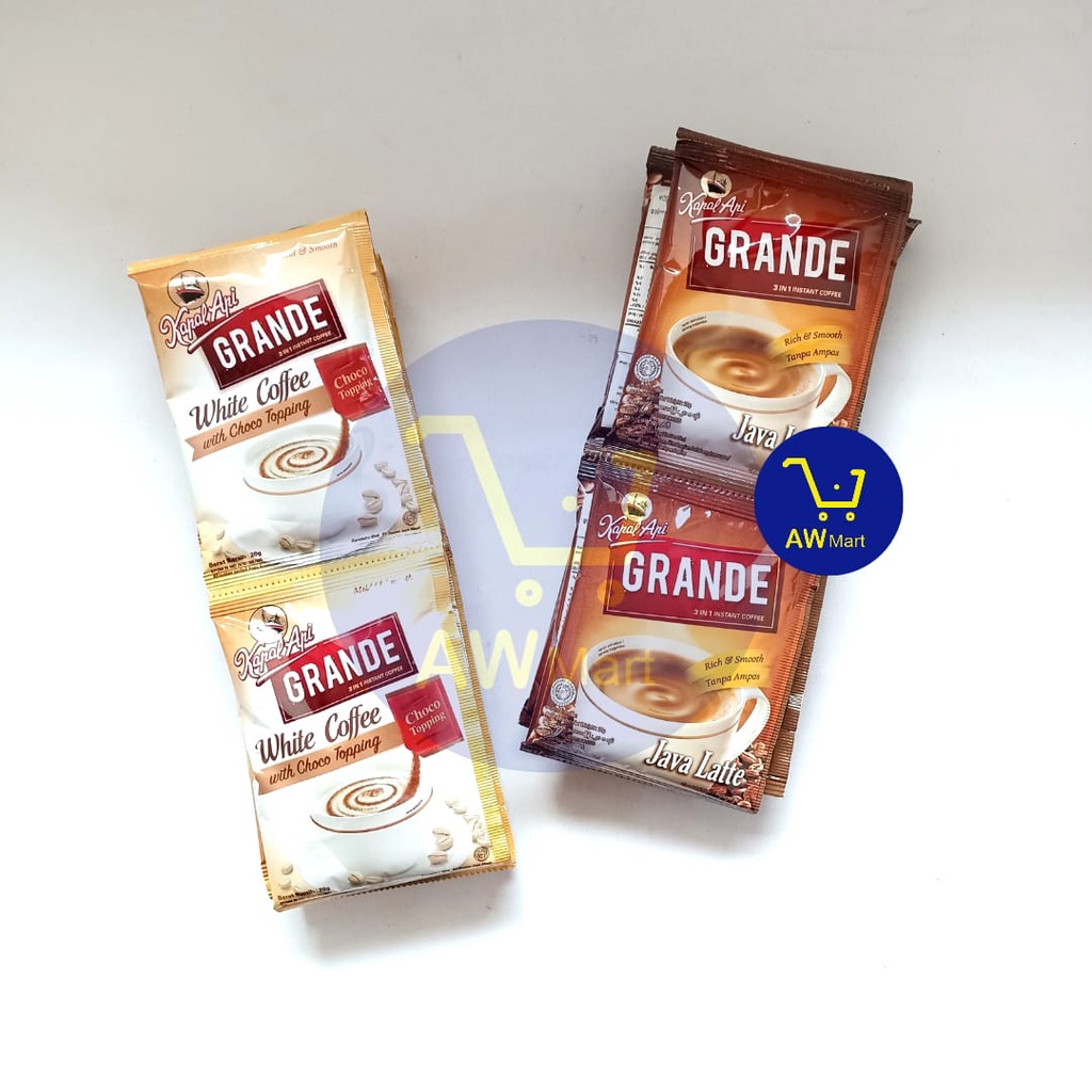 KOPI KAPAL API GRANDE WHITE COFFEE RENCENG 10 SACHET X 20GR