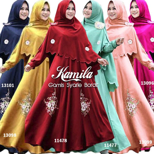 GAMIS SYARI KAMILA BORDIR LINEN