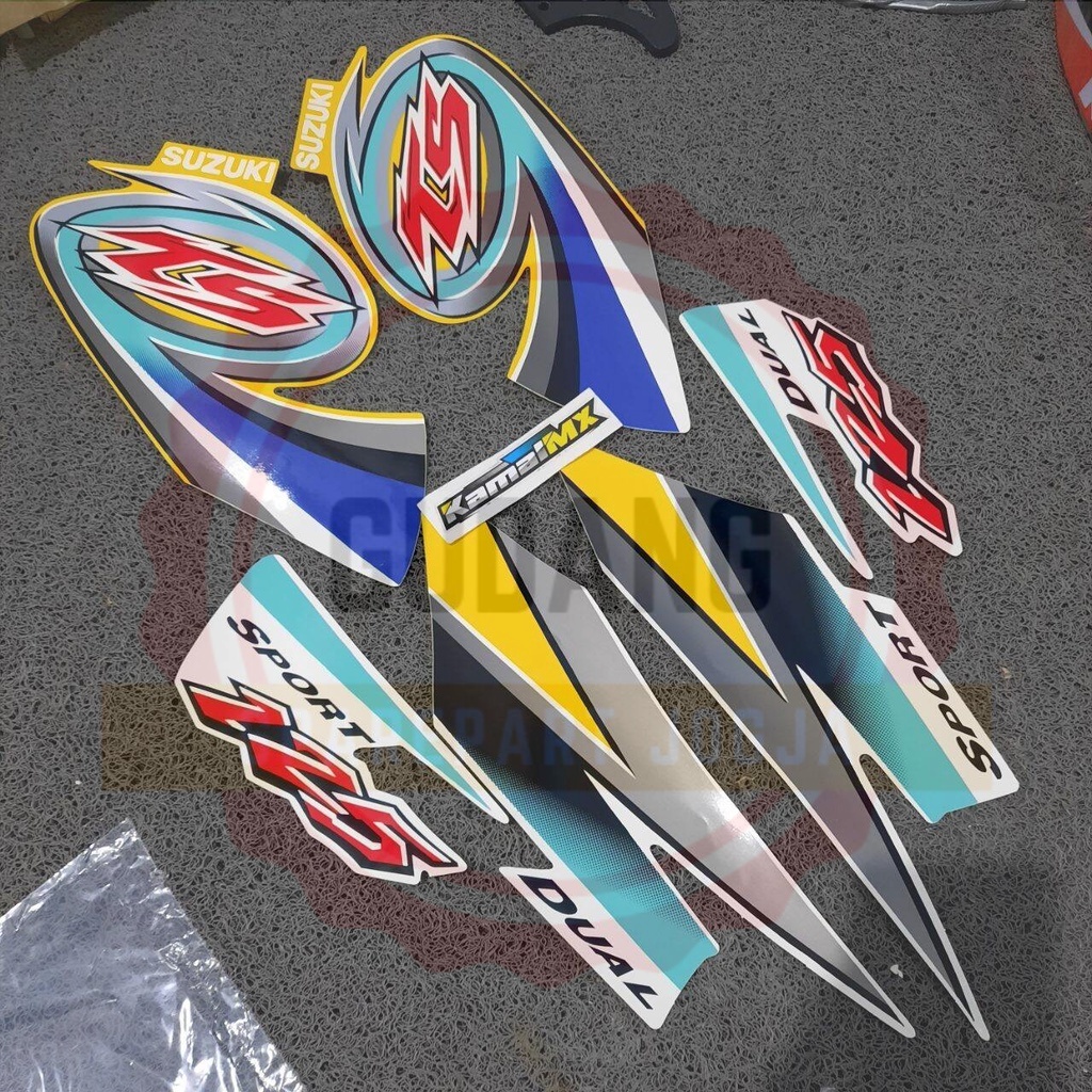 PROMO READY STOK LIS LIST LIS STRIPING STICKER SUZUKI TS125 TS 125 WARNA BIRU KUNING FULL SET FULL B