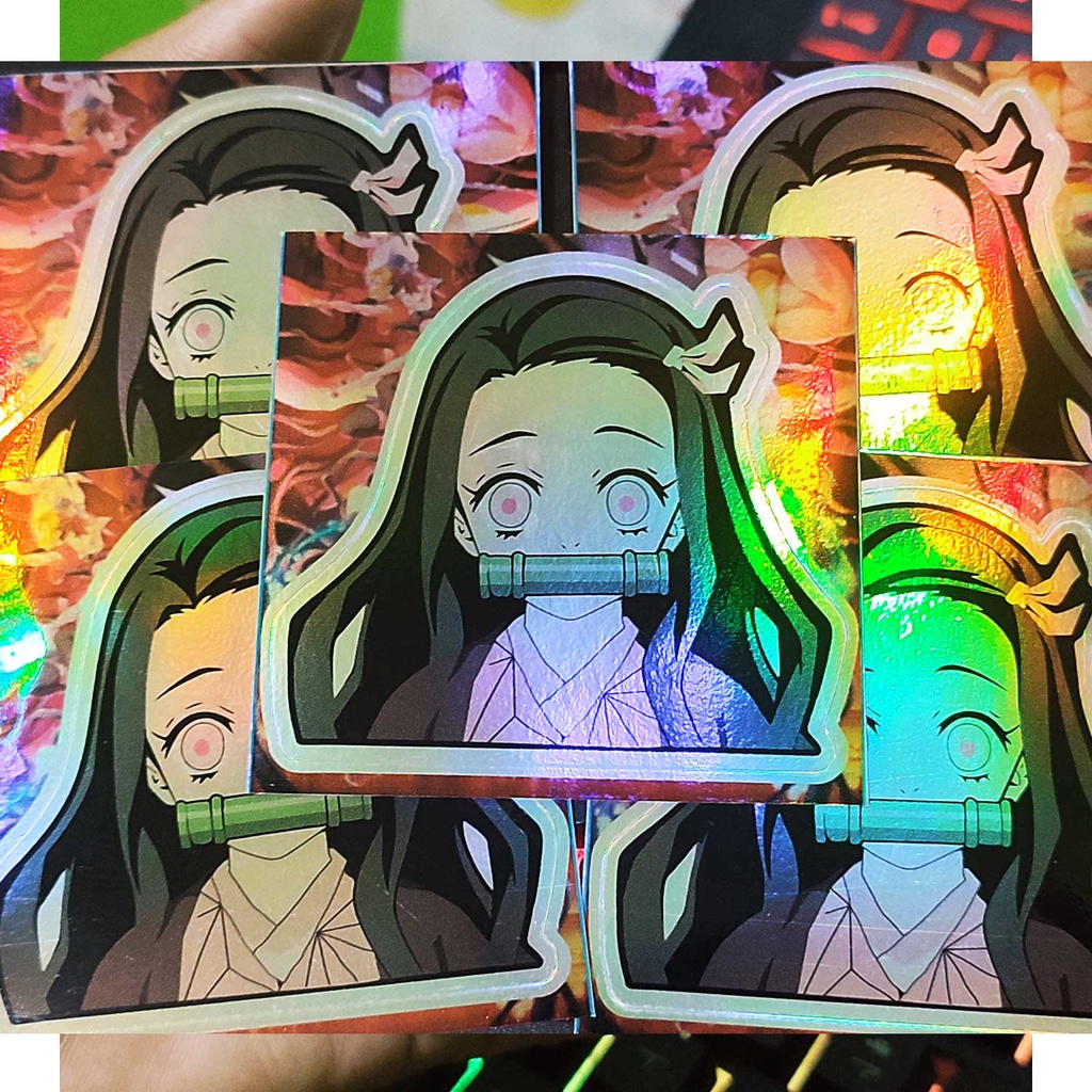 STICKER STIKER HOLOGRAM ANIME -KIMETSU NO YAIBA NEZUKO - STIKER LAPTOP