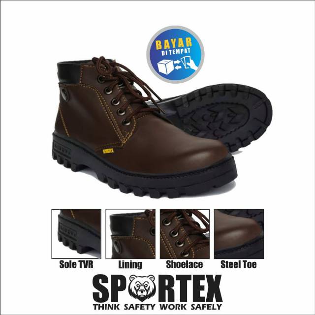 Sepatu Safety Ujung Besi Type Knop ORIGINAL SPORTEX Sol Safety