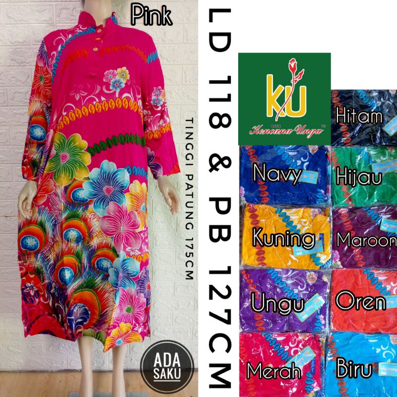 Daster Panjang KENCANA UNGU Label Biru Original Longdress Tangan Lengan Panjang Kerah Shanghai