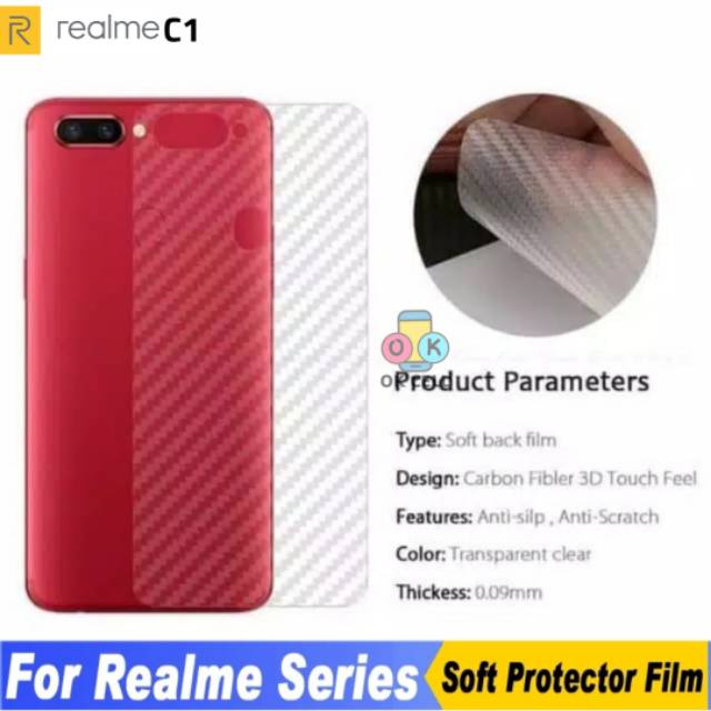 REALME C1 Back Skin Carbon 3D - Garskin Karbon Fiber Realme C1 Sticker Pelindung Belakang Hp Premium