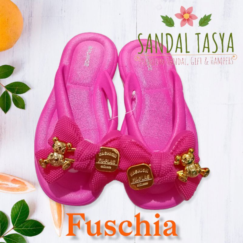 Sandal Jepit Pita Jelly Import Wanita Kekinian Balance 9001-13 Karakter Gold Bear