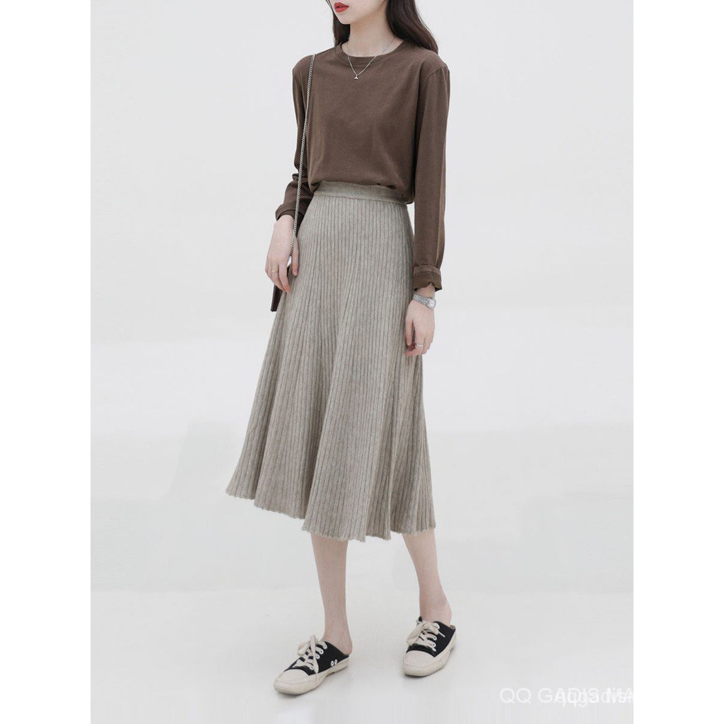 Rok Hitam Rok Rajutan Rok Lengan Dibungkus Lurus Rok Panjang Wanita rok skirt rok knit rajut premium